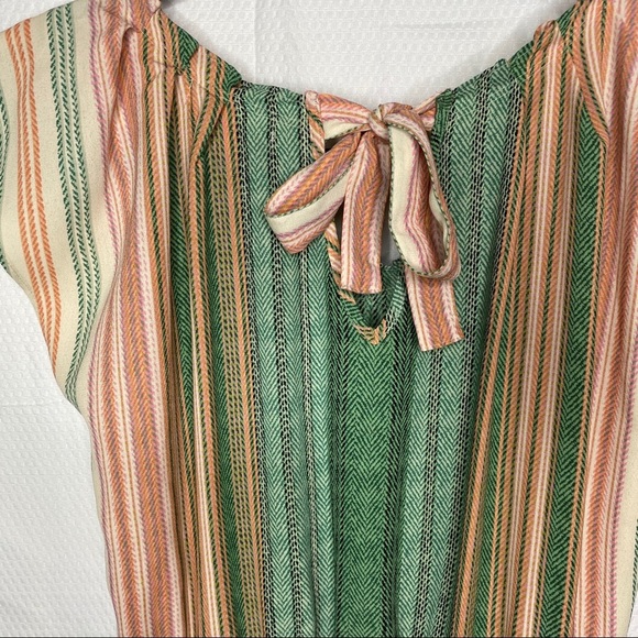 Lauren Conrad Dress Green Peach Striped - XS - Picture 5 of 6